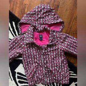Vintage GAP Vibrant Pink Floral Hooded Jacket size 3t